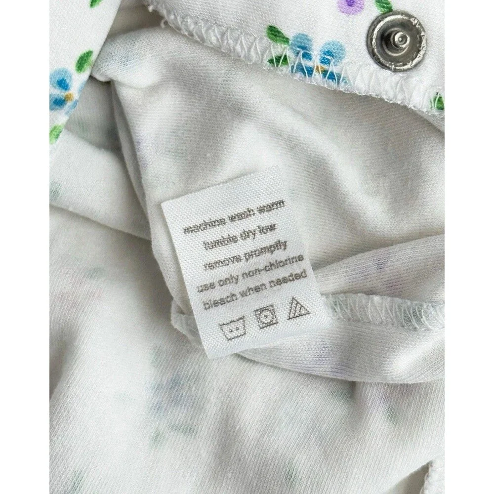 Kissy Kissy Baby Girl 6-9M Floral Pima Cotton Footie Sleeper White Pink